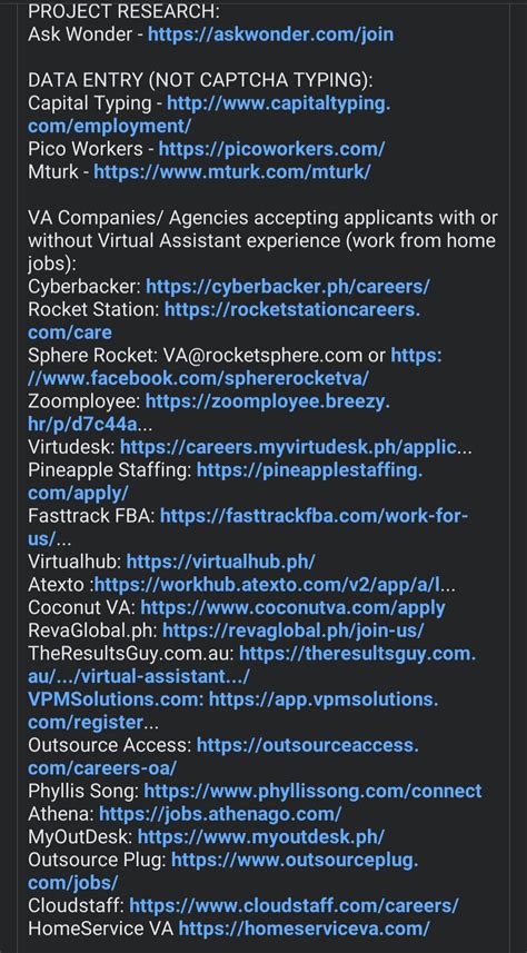 Saw a compiled list of websites for online jobs on FB..